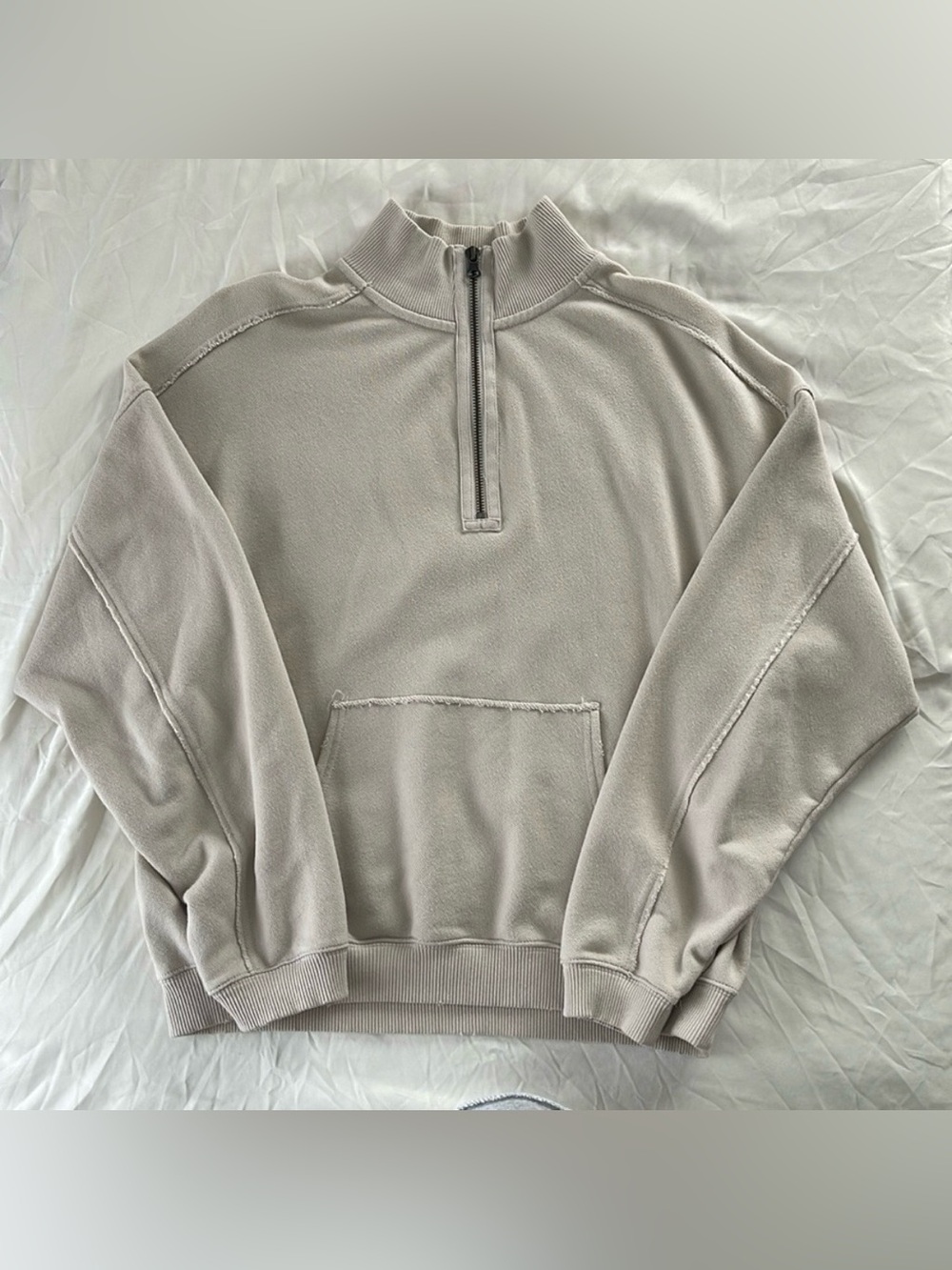 Aerie Beige Quarter Zip Pullover Sweatshirt Size XS